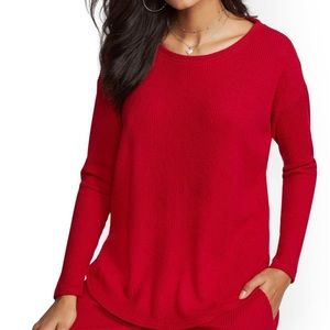NewYork&Co Red Ribbed-knit lounge top Size XL